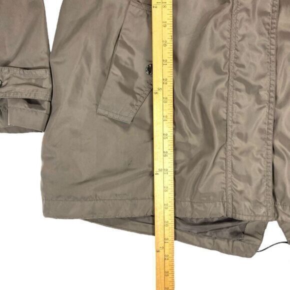 Lauren Ralph Lauren Hooded Utility Jacket Women L Gray Zip Adjustable Waist Coat - Picture 15 of 16
